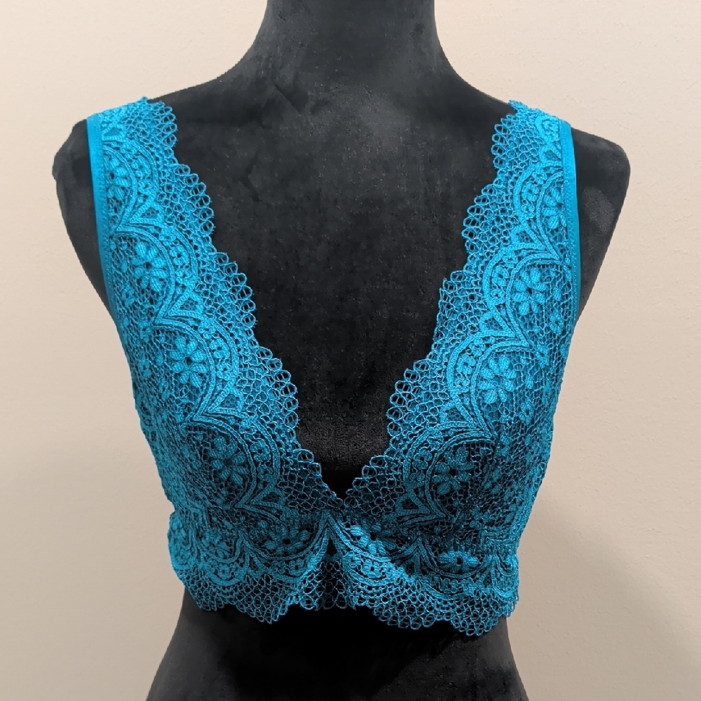 Victoria's Secret Turquoise Lace V-Plunge Bralette